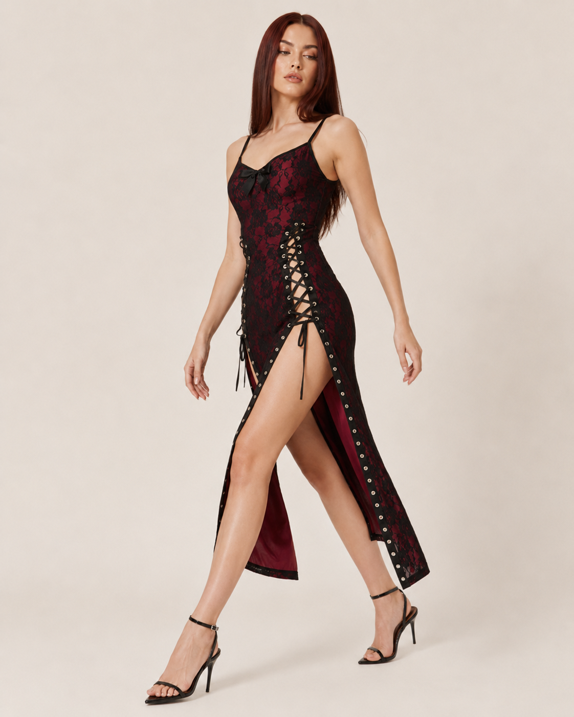 Drusilla Bordeaux Gothic Column Dress