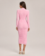 Eira Rose High-Neck Ruched Dress