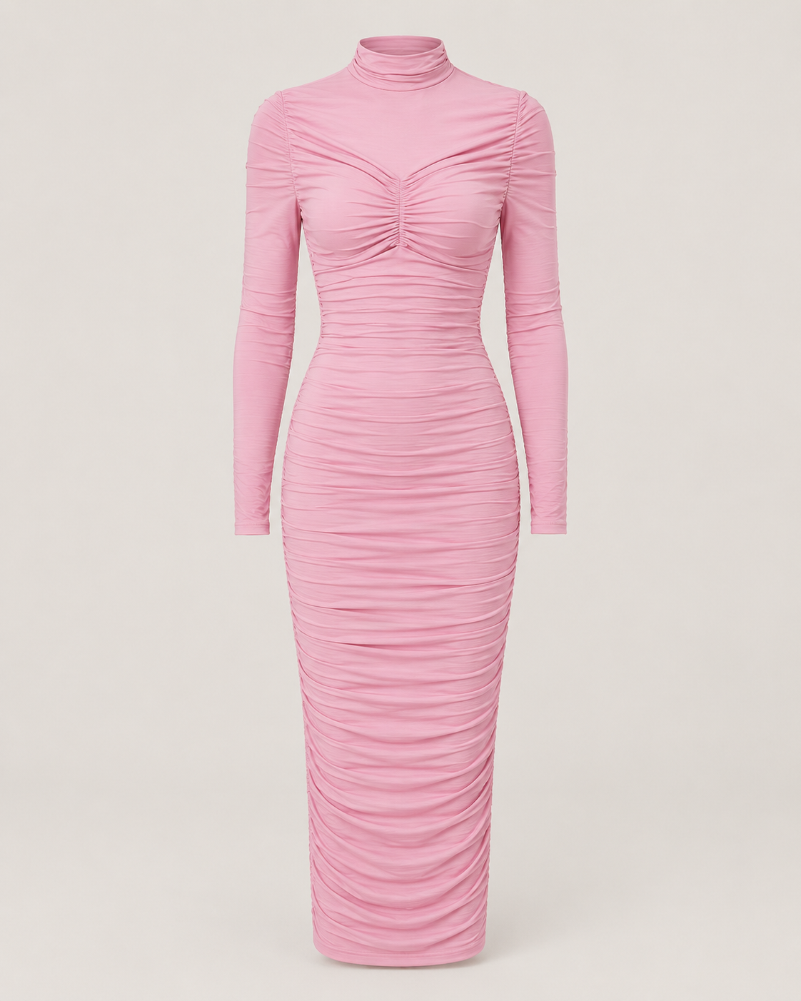 Eira Rose High-Neck Ruched Dress