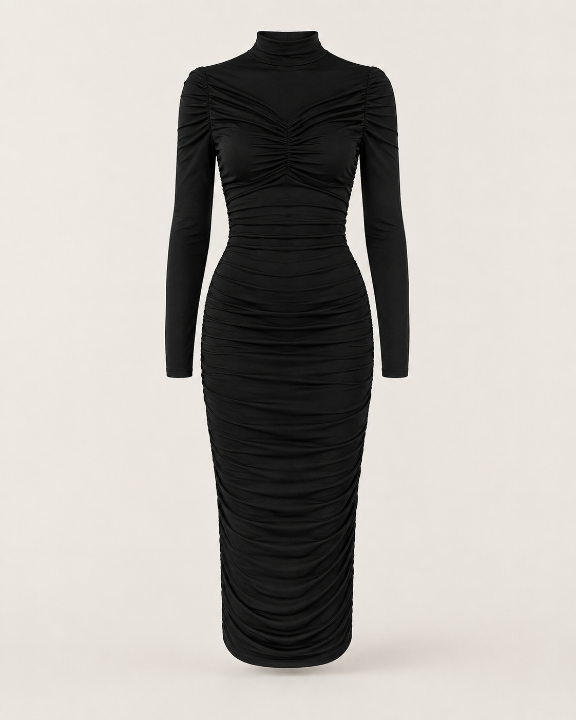 Eira Rose High-Neck Ruched Dress