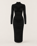 Eira Rose High-Neck Ruched Dress