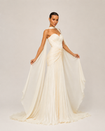 Elara Cream Pleated Gown