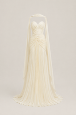 Elara Cream Pleated Gown