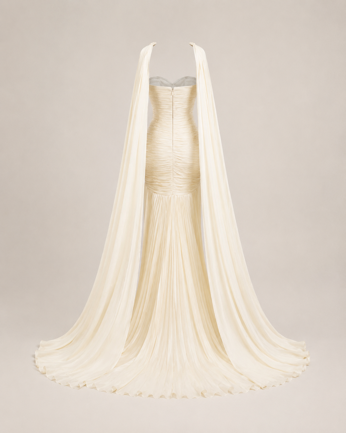 Elara Cream Pleated Gown