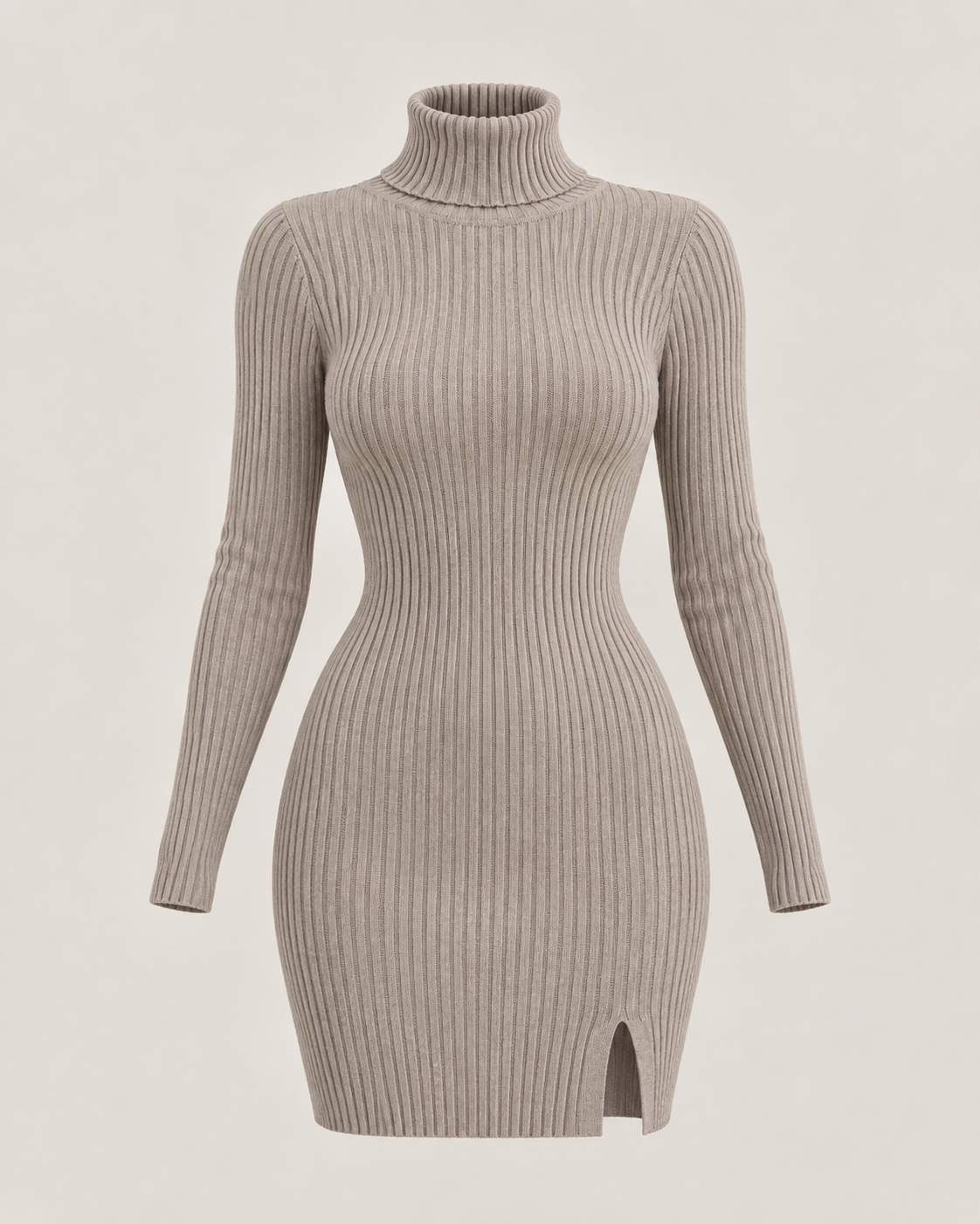 Élodie Noir Ribbed Turtleneck Mini Dress