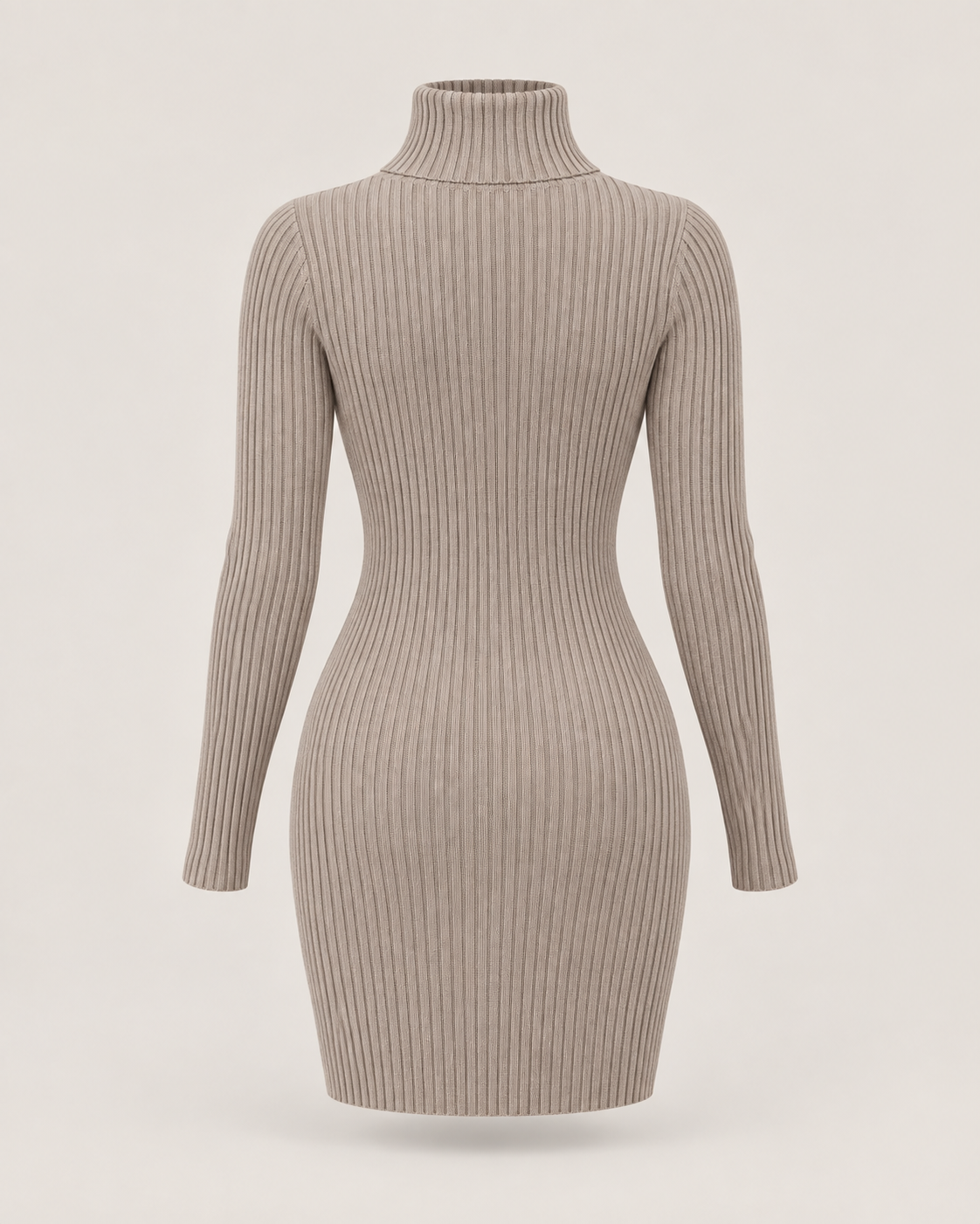Élodie Noir Ribbed Turtleneck Mini Dress