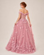Elvira Blush 3D Floral Evening Gown