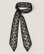 Embroidered Tulle Skinny Scarf