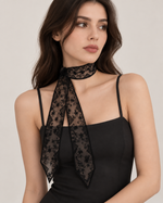 Embroidered Tulle Skinny Scarf