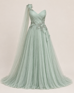 Eulalie Mint One-Shoulder Ball Gown