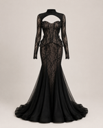 Evelise Black Lace Corset Gown