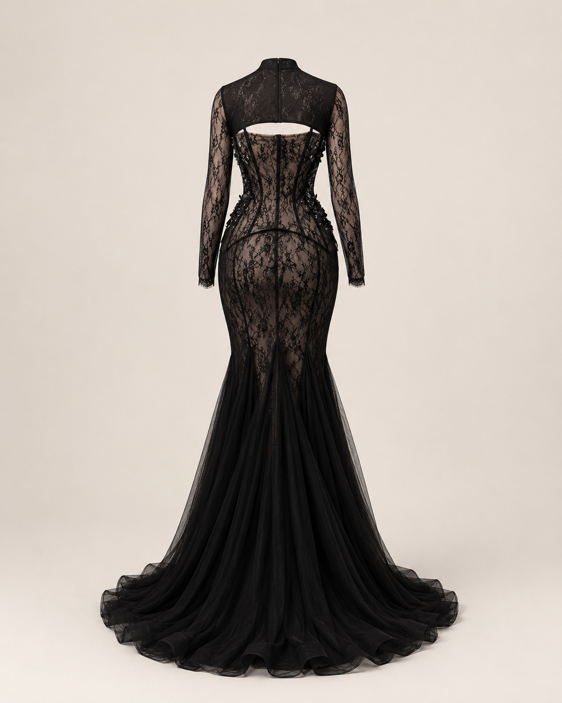 Evelise Black Lace Corset Gown