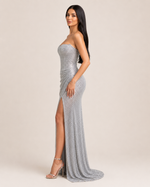 Évelyne Silver Sculpted Gown