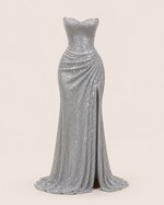 Évelyne Silver Sculpted Gown