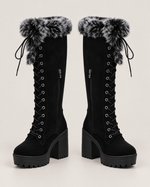Faux Fur Lace-Up Platform Boots
