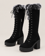 Faux Fur Lace-Up Platform Boots