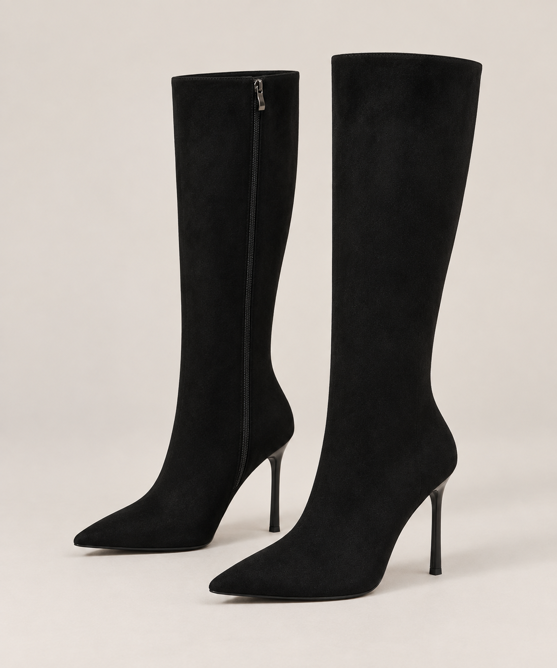Faux Suede Stiletto Knee-High Boots