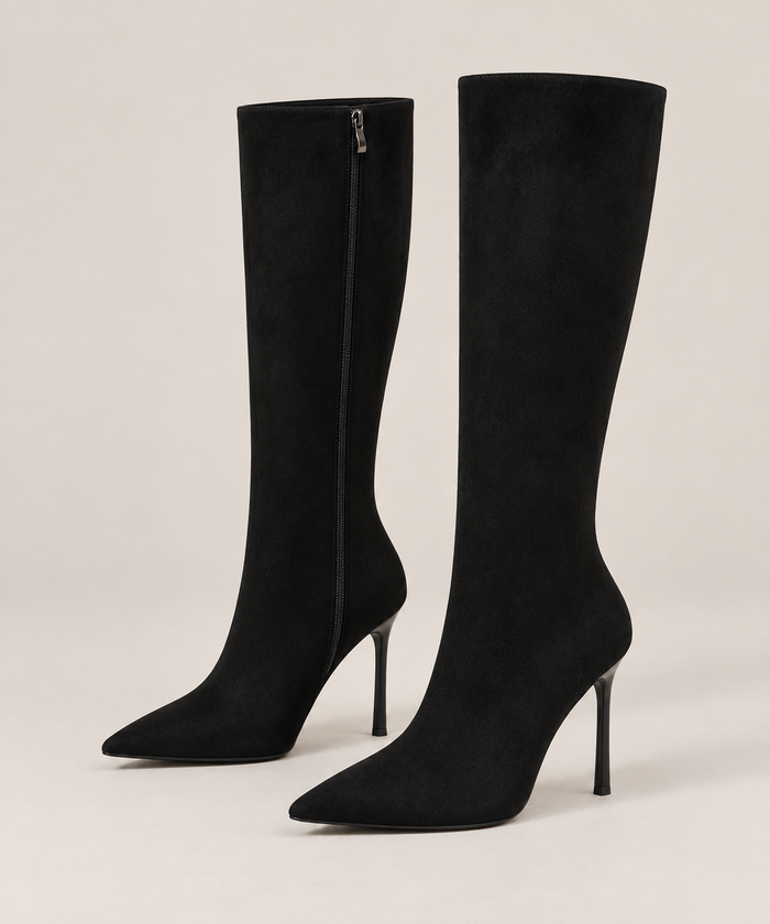 Faux Suede Stiletto Knee-High Boots