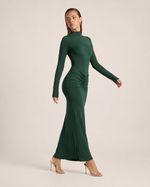 Flavia Grey Ruched Maxi Dress