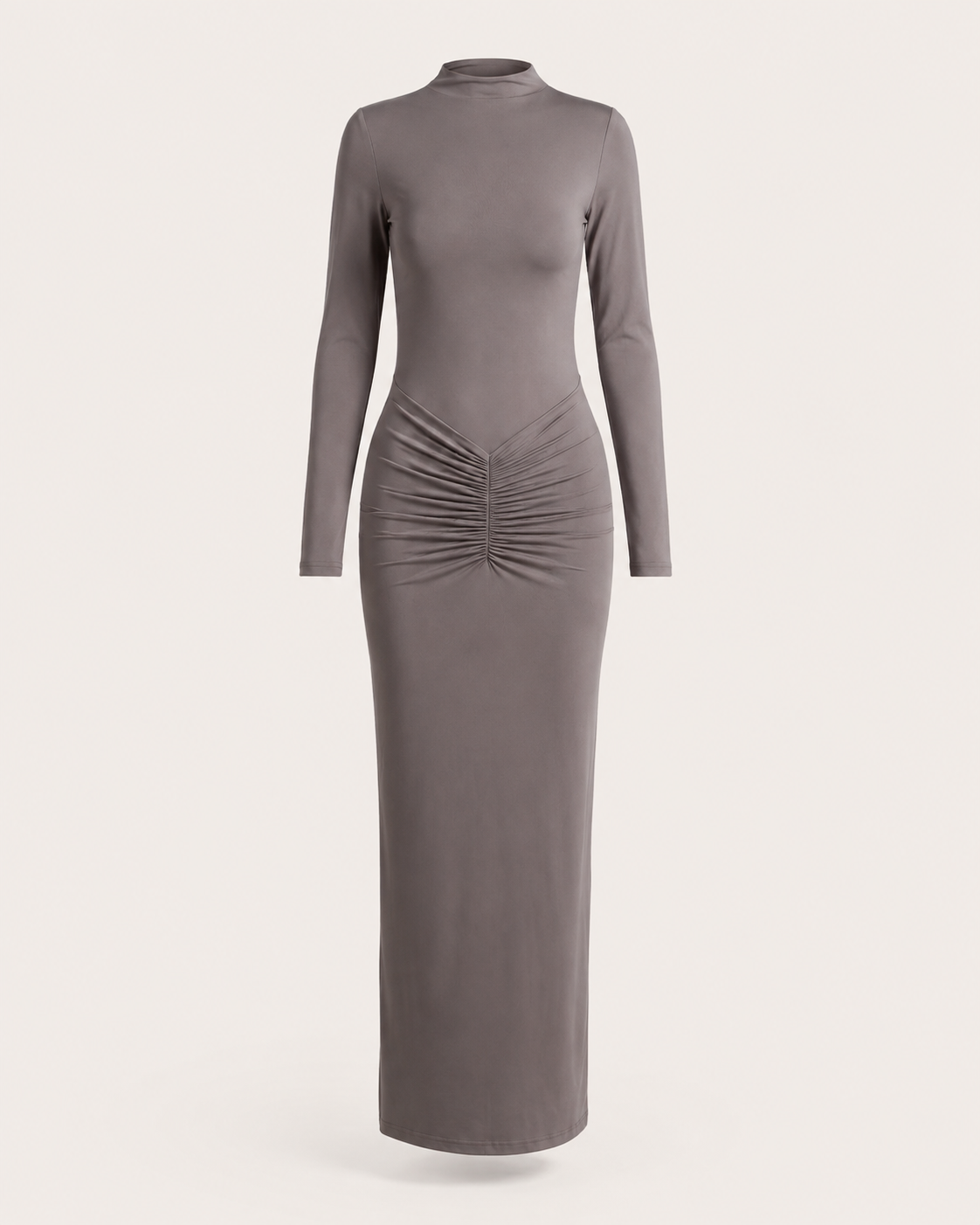 Flavia Grey Ruched Maxi Dress