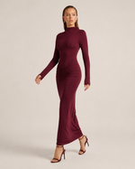 Flavia Grey Ruched Maxi Dress