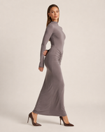 Flavia Grey Ruched Maxi Dress