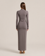 Flavia Grey Ruched Maxi Dress