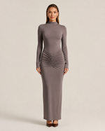 Flavia Grey Ruched Maxi Dress