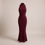 Frida Burgundy Open-Back Dress