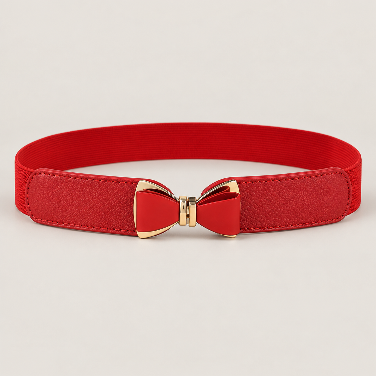 Gold Bow-Buckle Skinny Belt