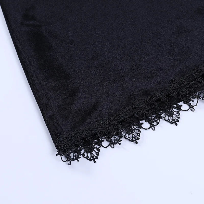 Arlette Black Velvet Lace Mini Dress