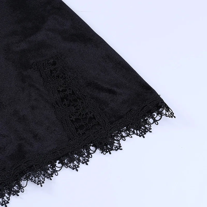 Arlette Black Velvet Lace Mini Dress