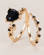 Heart Stone Vine Ring Set