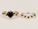 Heart Stone Vine Ring Set