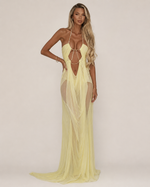 Héloïse Sky Draped Evening Dress
