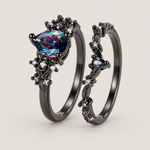 Iridescent Pear-Cut Ring Set