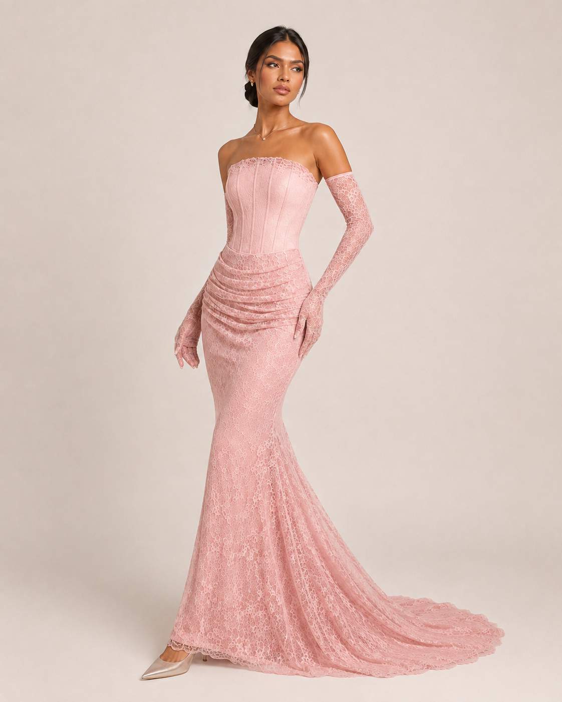 Irina Dusty Pink Lace Maxi Dress
