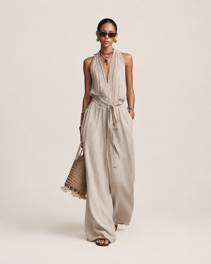 Isaline Stone Tie-Waist Jumpsuit