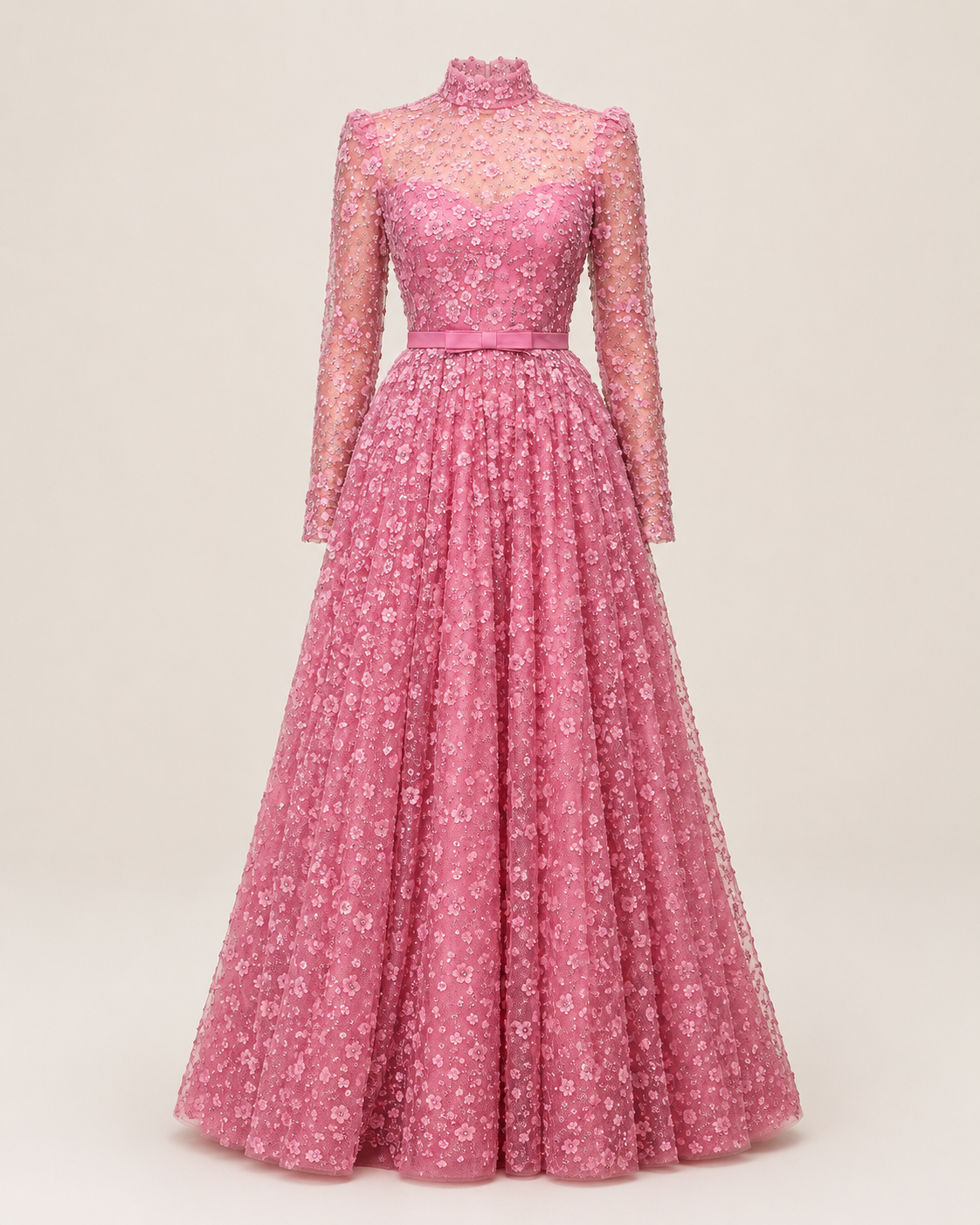 Joséphine Rose Floral High-Neck Gown