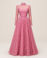 Joséphine Rose Floral High-Neck Gown