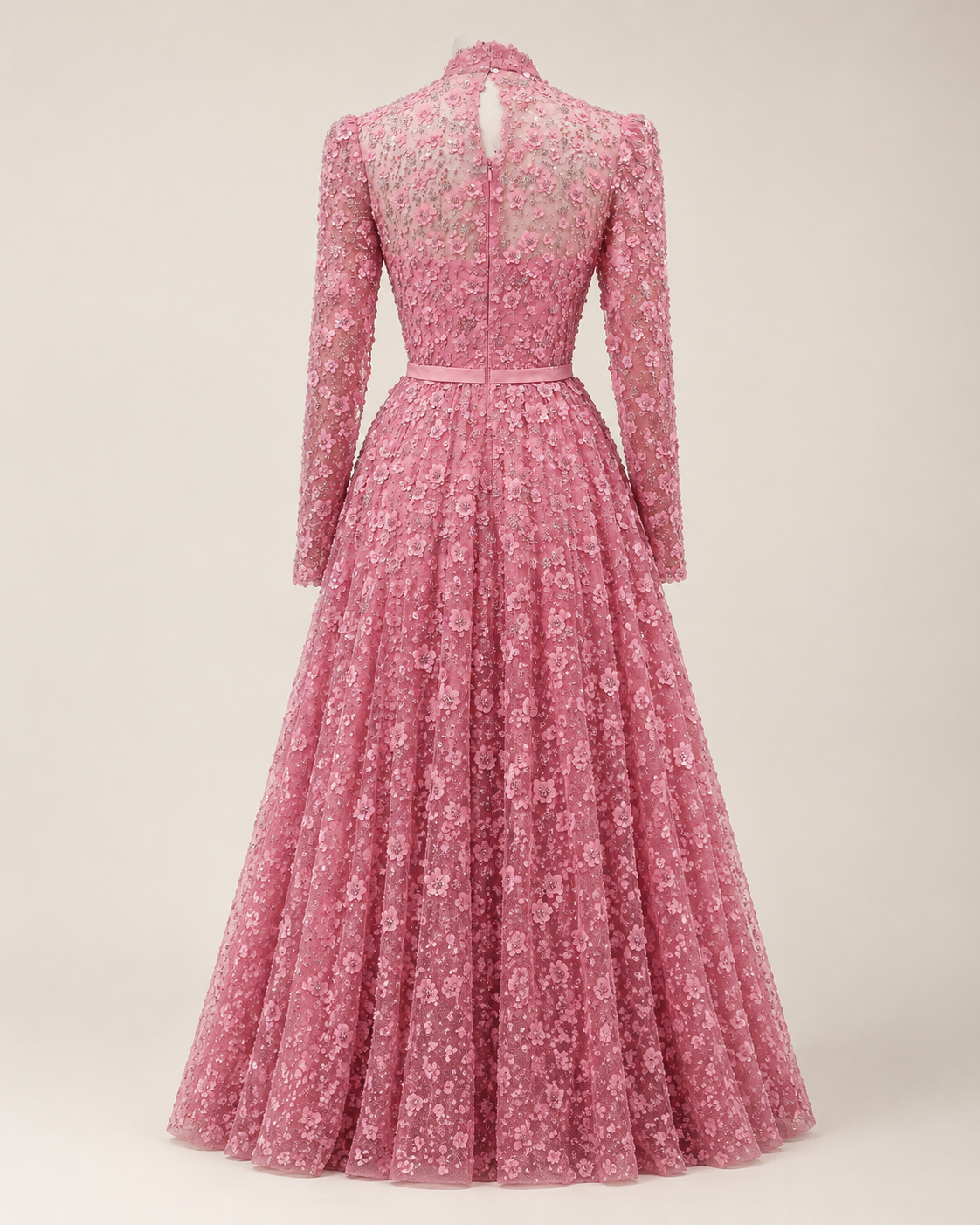 Joséphine Rose Floral High-Neck Gown