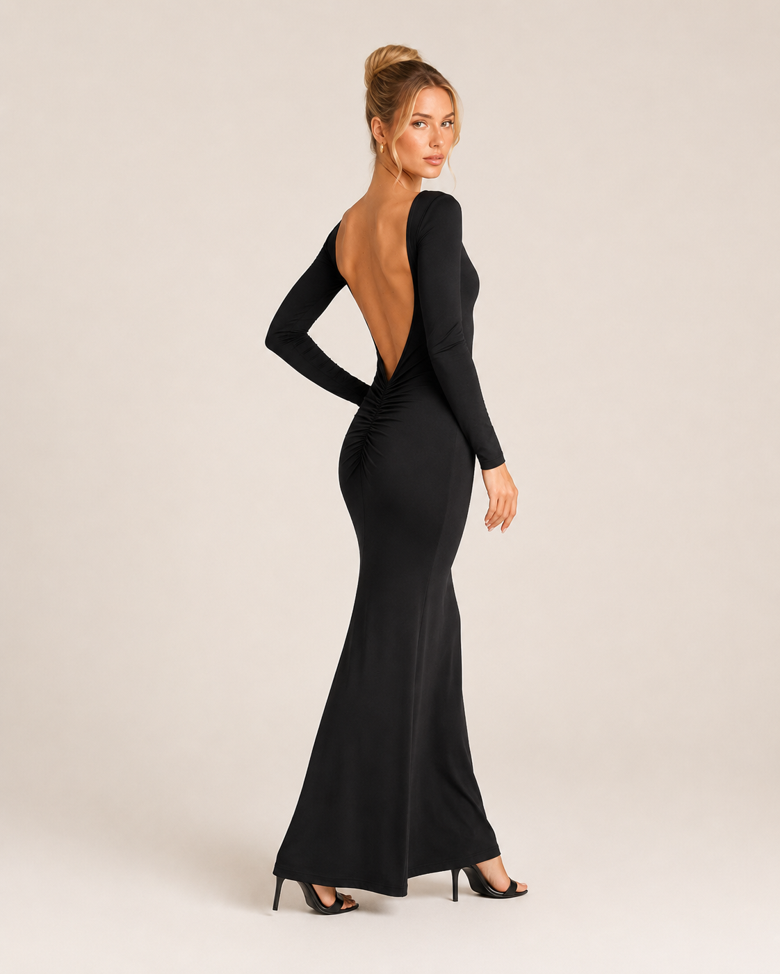 Juliette Black Boat-Neck Maxi Dress