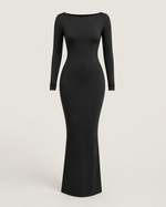 Juliette Black Boat-Neck Maxi Dress