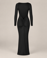 Juliette Black Boat-Neck Maxi Dress