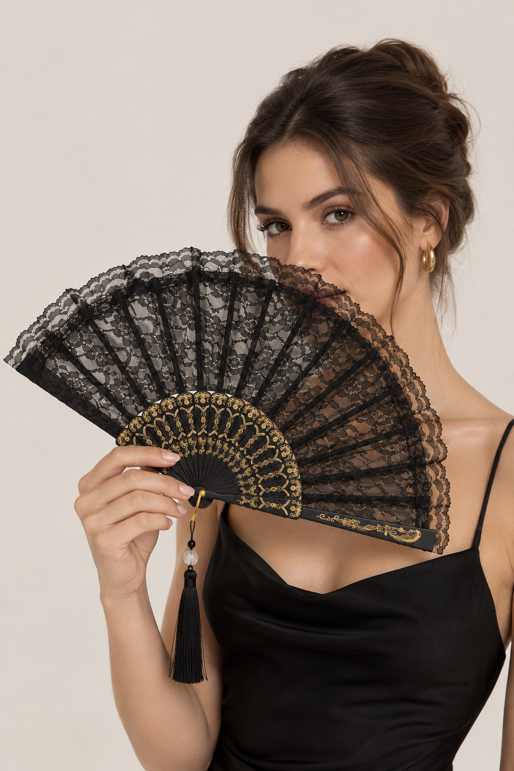 Lace Folding Fan with Tassel