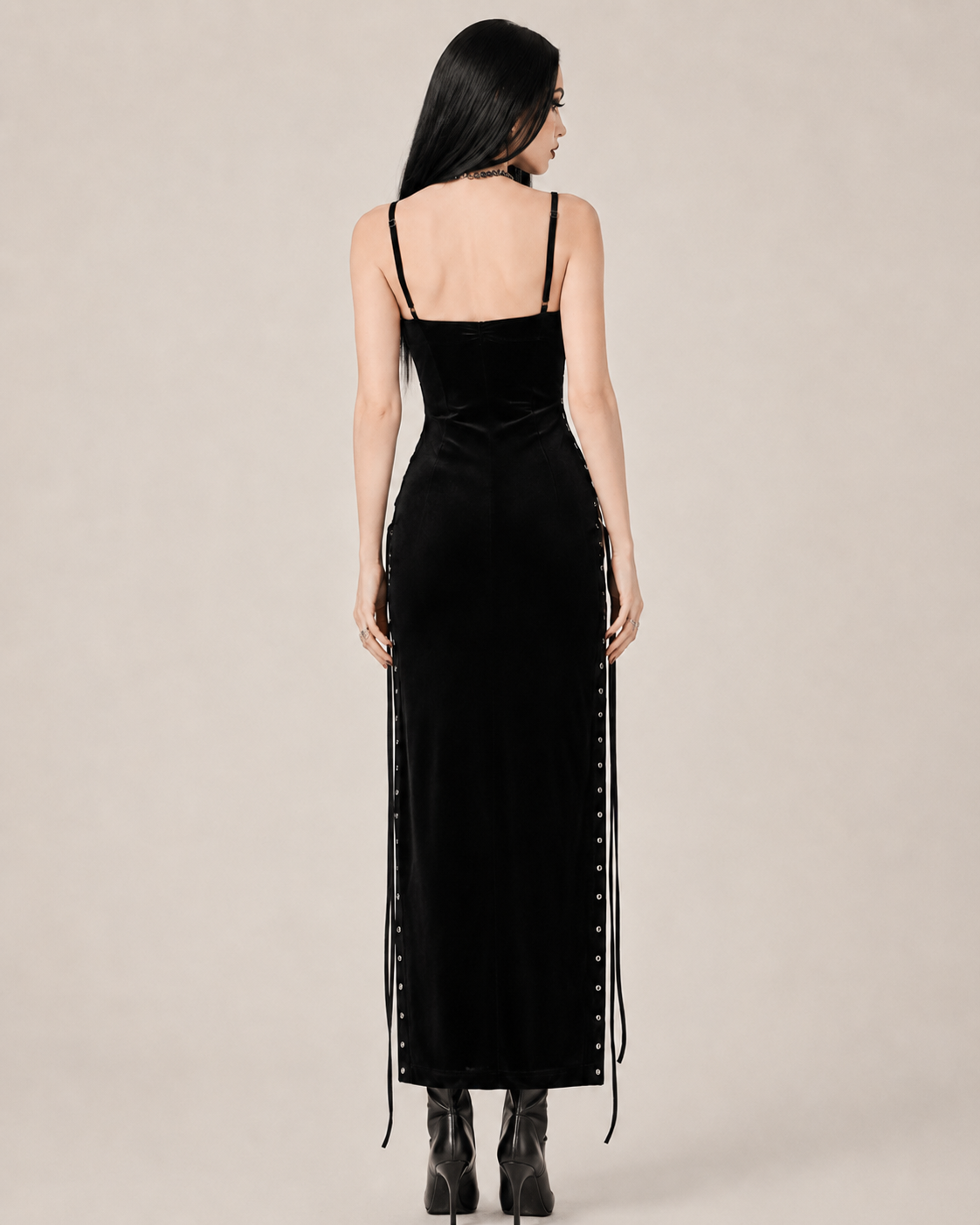 Lilith Noir Corset Slit Dress