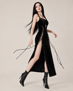 Lilith Noir Corset Slit Dress