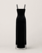 Lilith Noir Corset Slit Dress