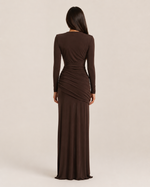 Lorraine Cocoa Long-Sleeve Gown