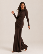 Lorraine Cocoa Long-Sleeve Gown
